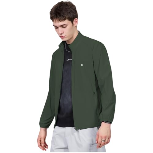 Venzina® UPF 50+ Sun Jacket for Men, Cool-Touch Zip-Up Long Sleeve with Breathable Back Mesh Vent, Clean Fit Men Outdoor Sun Jacket for Fishing, Driving, Hikingm, Dark Green-L