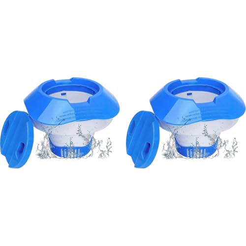 HASTHIP® Pool Chlorine Floater 7 Inch Adjustable Floating Dispenser for 3 Inch Tablets Large Capacity with Durable Lid Collapsible Design for Swimming Pool Hot Tub Spa Accessories 2PCS