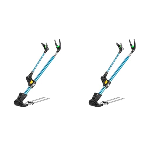 Proberos® 1.7m Retractable Fishing Rod Holder with Ground Nail Bank Set Lake Pole Stand Adjustable Aluminium Support for Lake 2PCS