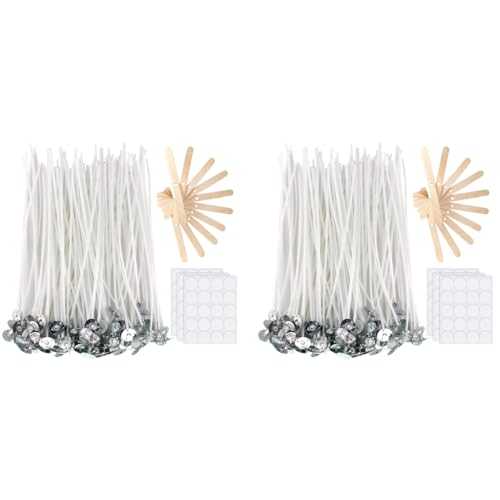 HASTHIP® DIY Candle Making Tool Kit with 220PCS 6 Inch Wicks, 60 Pcs Wick Stickers, 10 Pcs Wooden Holders for Scented Candles