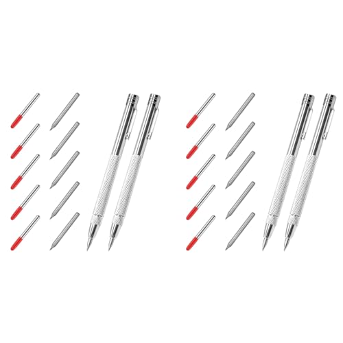 Serplex® 4PCS Tungsten Scribers with 10 Interchangeable Tips Anti-Slip Pocket Scriber with Strong Magnet Cap Multipurpose Carbide for Glass Ceramics Metal Sheet