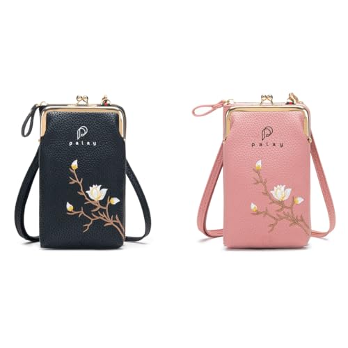 PALAY® Women Crossbody Phone Bag Combo, PU Leather Mini Sling Wallet Purse with Credit Card Slots, Mobile Holder, Pocket for Journaling, Scrapbooking, DIY, Planners, Crafts, Pink