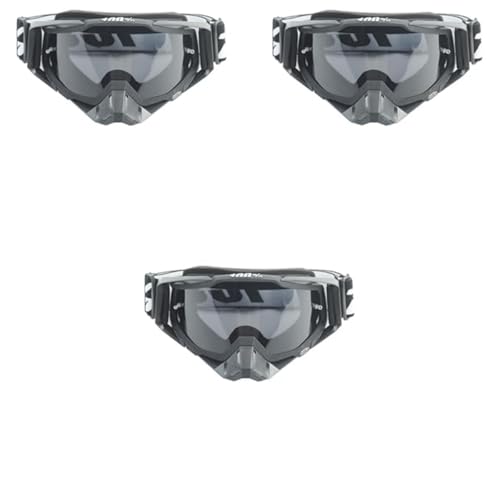 Proberos® Motorcycle Goggle 100 Dirt Bike ATV Glasses UV Protection Windproof Tainted Anti-Glare Anti-Fog Riding Motocross Comfortable Foam Padding Adjustable Headband Black 3 PCS