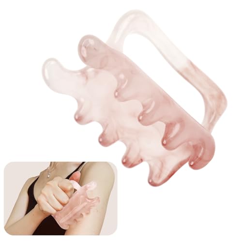 HANNEA® Gua Sha Back Massager with Handle Resin Gua Sha Massage Tool Dual Row Trigger Point Massager Handheld Oil Massage Tool Acupressure Back Massager Spine Massager