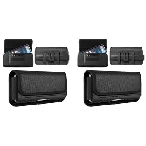 GUSTAVE® Mobile Pouch for Men with Belt Clip Anti-scratch and Waterproof Phone Holster with Card Holder Durable for Under 7in Phone Gift Husband Father 2 PCS