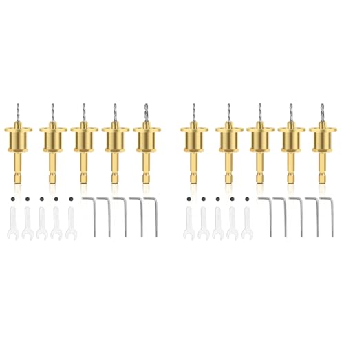 Serplex® Woodworking Drill Bit Set 5-Piece Carbide-Tipped Countersink Bits with Adjustable Depth Stopper 2.8-4mm Sizes Precision Durable for DIY Wood Plastic Construction Tasks 2PCS
