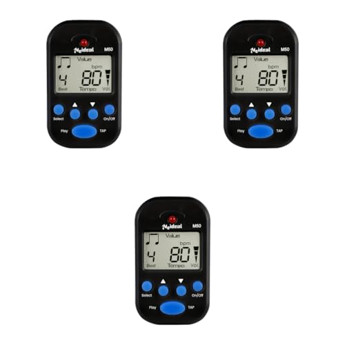 HASTHIP® Digital Clip-On Guitar Metronome Electric LCD Tempo Trainer with Adjustable Speed Volume 3.5mm Earphone Jack for Private Practice Battery Operated No Battery 3 PCS