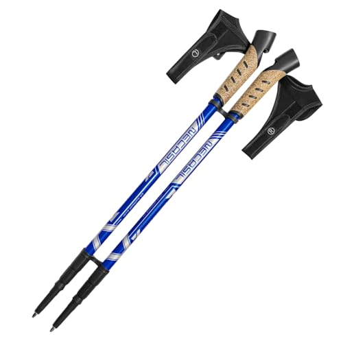 Proberos® 1Pair Trekking Poles with Grab Straps, 53 in Telescopic Trekking Poles Right & Left Hand Trekking Sticks, 260g Aluminum Alloy Hiking Sticks, Tungsten Tips, Anti-Slip Cork Handle Design