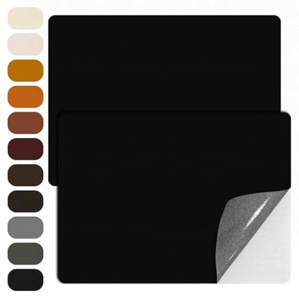 PALAY® 5Pcs Automotive Upholstery Leather Car Interior Leather Repair Sticky Leather Repairment Waterproof Adhesive Synthetic PVC Leather Patches for Sofa, Recliner, Car Seats,  8x11.8 inches, Black
