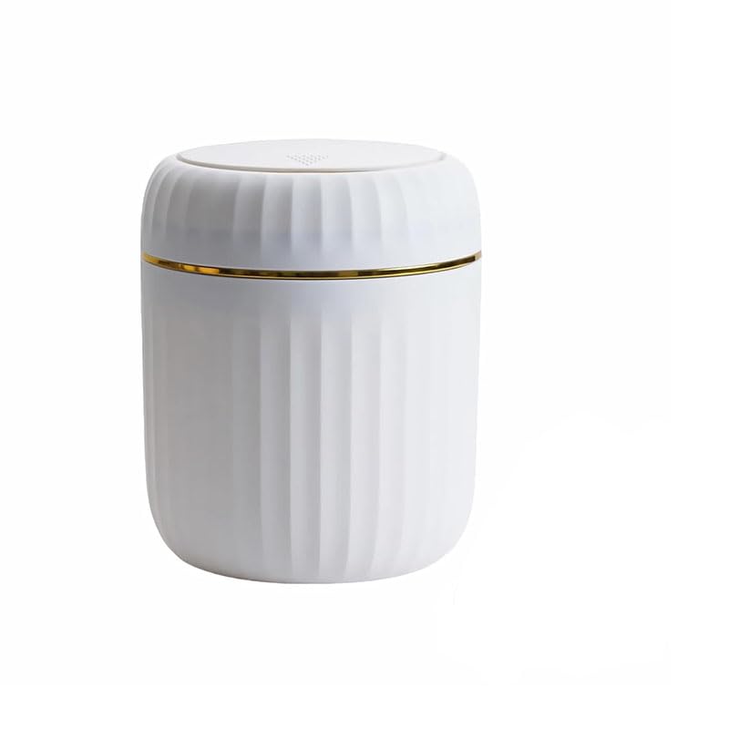 HASTHIP® Small Dustbin for Study Table - Mini Desktop Trash Can Pop Up Tiny Tabletop Garbage Can Wastebasket with Lid Countertop Trash Bin for Table Bedroom Office - White