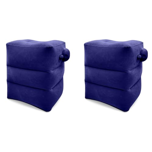 HANNEA® 2Pcs Inflatable Air Pillow Travel Long-Travel Foot Rest Foldable Travel Pillows Self-Inflatable Air Pillow for Cars, Office, Toddler Airplanes Journey Essentials - Blue