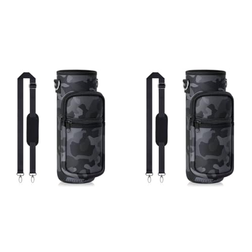 HASTHIP® Water Bottle Carrier Bag for 32 oz Bottles Crossbody Case Cover with Adjustable Shoulder Strap Pockets for Men Women Boys Girls Walking Hiking Camping School 2PCS