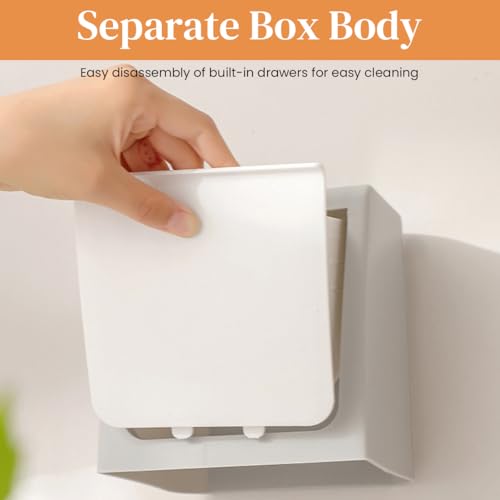 HASTHIP® Sanitary Pads Storage Box for Toilet Wall Pull-Out Utility for 25-60PCS Cotton Swabs Small Gadgets 11.5cmx11.5cmx19.5cm Pink