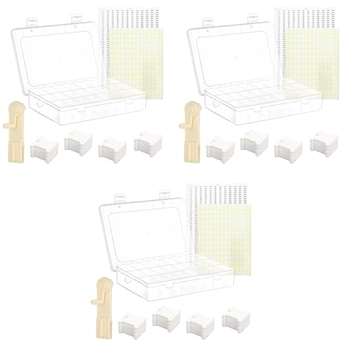 HASTHIP® Embroidery Floss Organizer Kit Cross Stitch Thread Storage Box Tools with Bobbin Winder 120PCS Plastic Bobbins Color Number Stickers DIY Floss Storage Kit