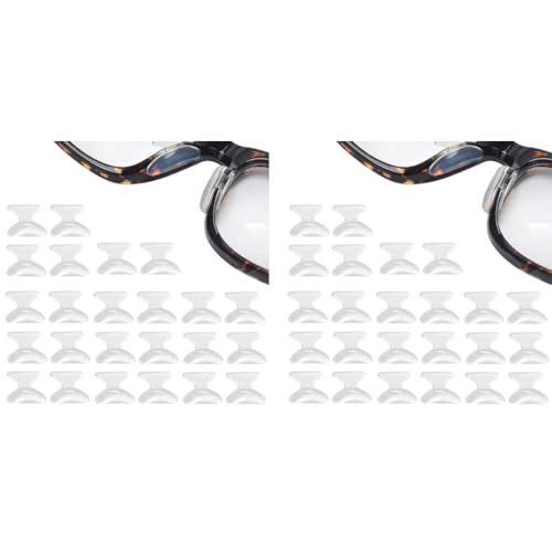 MAYCREATE® 24 Pairs Anti-Slip Silicone Eyeglass Nose Pads, Hourglass Butterfly Shape, Self-Adhesive Air Chamber Design, Comfortable Slip-Resistant Grip, White