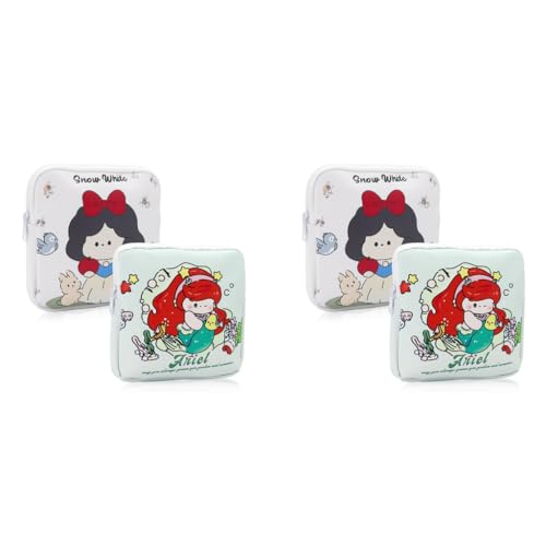 ZIBUYU® 4PCS Sanitary Napkin Storage Bag Cartoon Cotton Pouch Menstrual Pad with Zipper Multi-Purpose for Napkin Lipstick Pads Mini Cosmetic Wash