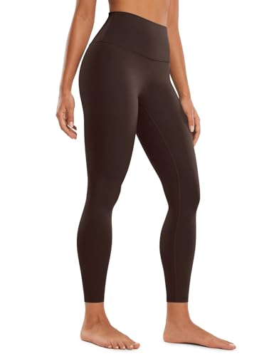 Venzina® Women's Legging Yoga Pants, Fashion Stretchy Taceless Sport Leggings, Tummy Control & Butt Lifting, 7/8 Length High-Waisted Leggings for Yoga, Workout, Running, Jogging-Dark Brown-M