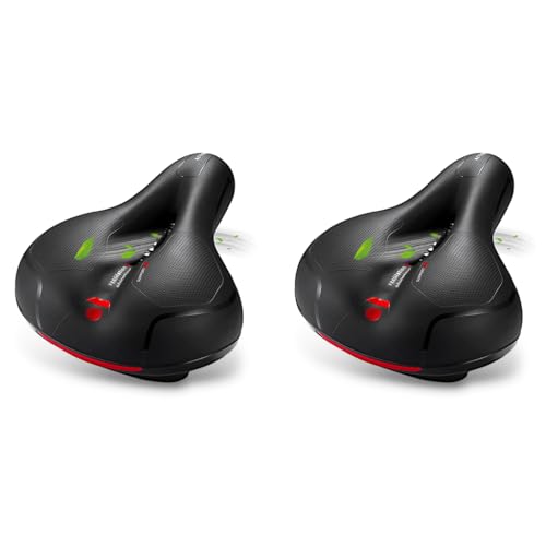 Proberos® Cycle Seat with Red Reflective Safety Strip Universal Memory Foam Bicycle Waterproof Breathable Shock Absorbing Saddle for Mountain 2 PCS