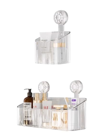 HASTHIP® Suction Shower Caddy, Light Luxury Style Glacier Pattern Suction Cup Shelf
