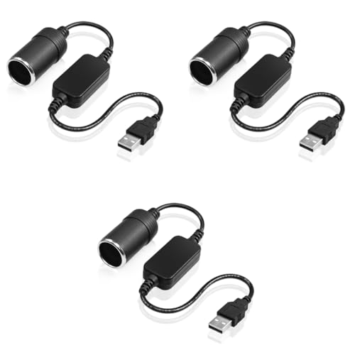STHIRA® 3 Pack USB to 12V Car Cigarette Lighter Socket Adapter 5V USB A to 12V 8W Converter Portable Car Charger Socket for Dash Cam, GPS, LED Strips, Purifier High Safety & Travel Essential