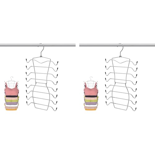 HASTHIP® Bra Organizer for Wardrobe Hangers Clothes Underwear Tank Top Rack Stainless Steel Foldable Undergarments Storage 2 PCS