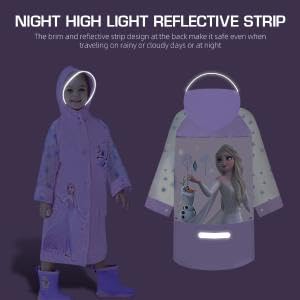 PALAY Raincoat for Kids Girls with Hood and Pockets featuring Elsa Cartoon Print | Knee Length Eva Poncho