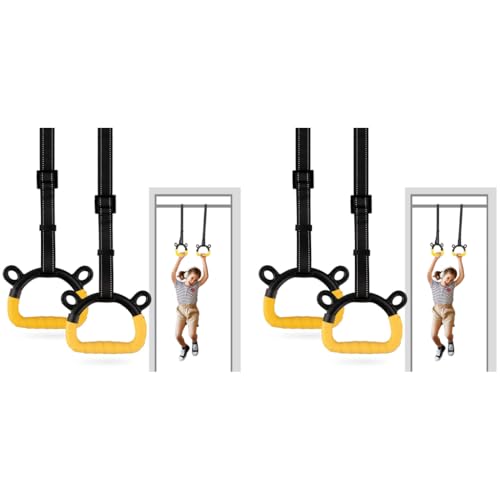 Proberos® 1 Pair Kids Gymnastic Rings 400 Kg Loading Robust Home Fitness Equipment Indoor Outdoor Pull-up Bar Exercise Adjustable 200 cm for Under 1.4M 2PCS