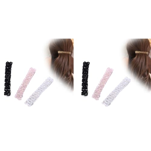 ZIBUYU® Hair Pins for Women Girls Stylist Shiny Barrette Rhinestone Non-Slip Clips Accessories Elegant Gifting Pink Black White 6PCS