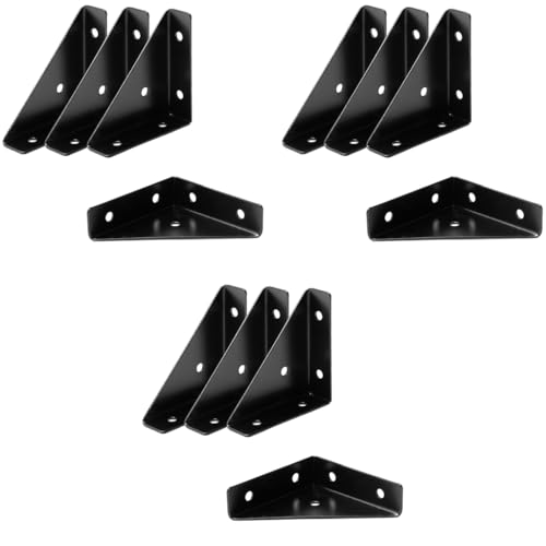 Serplex® 12PCS Corner Braces Angle Brackets Steel L-Brackets 90C Shelf Support Triangle Furniture Right-Angle Joints Desk Connector for Bed Table Cabinet