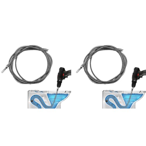 HASTHIP® Drain Pipe Cleaner Cleaning Cable 8.2Ft Metal Wire Power Drill Attachment with Adapter Universal Hex Shank Spiral for Power Tool Rotary Tool 2 PCS