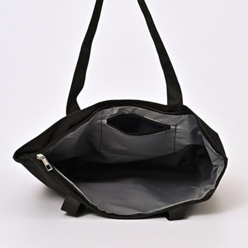 ZIBUYU® Aesthetic Canvas Tote Bag For Women, Reusable Cotton Shopping Bag, Modern Black Graphic Print, Foldable, Machine Washable, Eco-Friendly, Work, Beach, College & Daily Use, 1 Pc (Black)