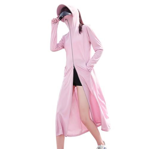 SANNIDHI® Women's UV Sun Protection Coat Cover-Up Dress Cooling Outdoor Clothing with Pockets Beach Fishing Hiking Hoodie for Running Hiking Outdoors Cooling Extra Long Trench