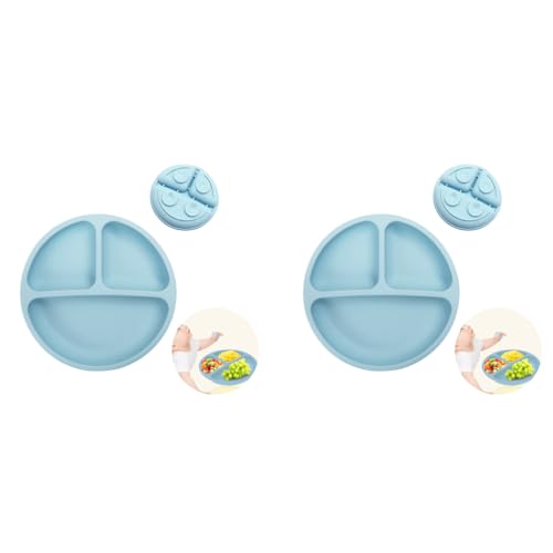 SNOWIE SOFT® Baby Suction Plates for Feeding with 4 Strong Cups Silicone Toddler Deep Divided Kids BFA Free Dishwasher Microwave Oven Safe 2PCS