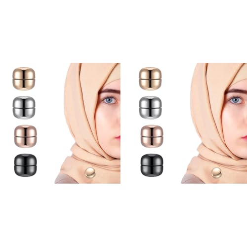 SANNIDHI® 8 Pack Hijab Pins for Women Girls Clothing Magnets Muslim Scarf Saree Multi-Use Round Magnetic Button Clips 2 PCS
