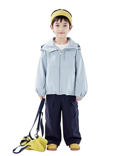 Venzina® Kids Outdoor Jacket, Fashion Hiking Jacket Windproof & Splashproof Zippered Hoodie, Dual Pocket Design, Elastic Cuff, Autumn Spring Outdoor Coat for Girls & Boys,