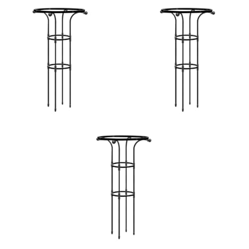 HASTHIP® Metal Garden Trellis for Climbing Plants Vertical Plant Support with Hollow Roof Design Rust-Proof Indoor Outdoor Use for Potted Vegetable Flowers Vine Dia 20cm Height 90cm 3 PCS
