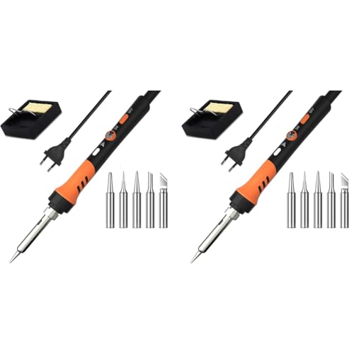 Serplex® 60W Soldering Iron Kit With 5 Tips Quick Heat 200-450°C Adjustable Temperature Gun On Off Switch Electric Set For Electronics Repair DIY Craft 2 PCS