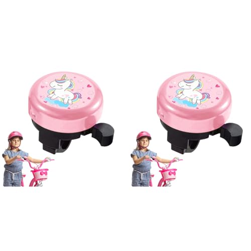 Proberos® Kids Bicycle Bell Pink Unicorn Cartoon Lightweight Steel Cycle Horn for 22mm Tube 2PCS