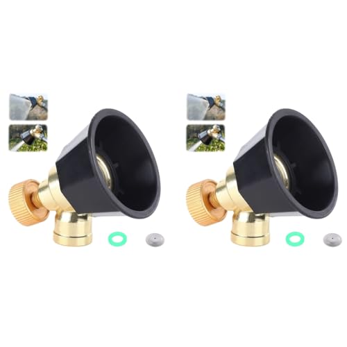 HASTHIP® Brass Sprayer Nozzle 2 Spray Modes Adjustable Pump with Windproof Cap High Pressure Vortex Suitable for Agriculture Garden Grass Sprinkling Multi-Function 2PCS