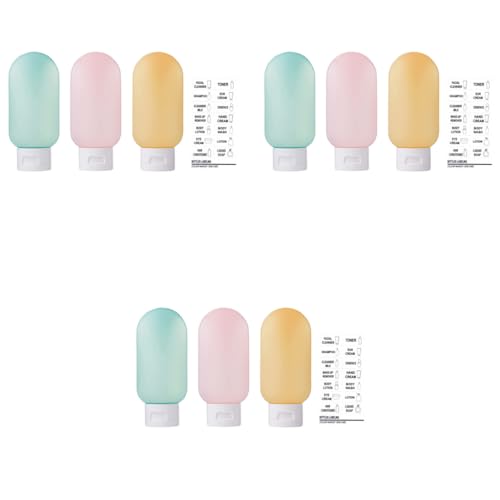 MAYCREATE® Travel Bottles for Toiletries 3pcs Set, 60ml Travel Toiletry Bottles, Small Bottles for Travel, Refillable Leakproof Squeeze Bottles Travel Containers with Lids for Shampoo Lotion, BPA-Free 9 PCS
