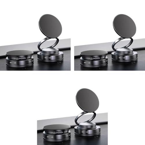 STHIRA® Magnetic Car Mobile Holder for Dashboard 360 Rotatable Foldable Mount with Strong Suction Universal Compact Portable Phone Stand Secure Grip for All Smartphones 3PCS
