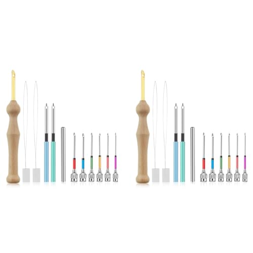 HASTHIP® 24PCS Punch Needle Set for Women Girl Embroidery Beginner Kit with Punch Needles Sewing DIY