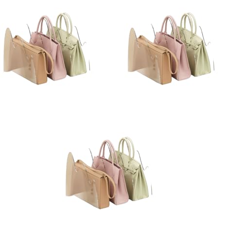 HASTHIP® Purse Organizer for Closet Handbags Divider 4-Compartment Adjustable Clear Acrylic Bag Storage Finishing Multi Purpose Desk for File Folders 3PCS