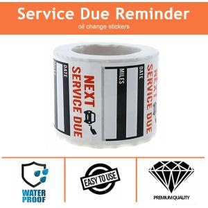 STHIRA Car Service Due Stickers for Maintenance Tracking with Writable Fields 300 pcs 2x2 in Black Vinyl | Adhesive Reminder Labels