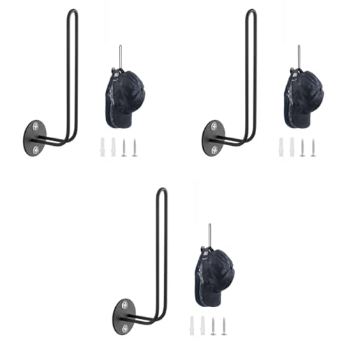 HASTHIP® Wall Hat Organizer L-shaped Baseball Caps Holder Screw-mounted for 10 Caps Minimalism Metal Cap Holder for Door Closet Bedroom 3 PCS