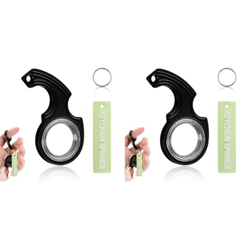 ZIBUYU® Key Chain for Bike Men Metal Ninja Spinner Keychain Anxiety Relief Toy Gifts 0.17 Mm Diameter Glow-in-The-Dark Letter Embossed Label Charm Keyring Teenagers Boys Car Black