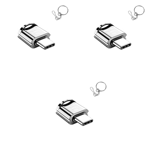 Verilux® Micro SD Card Reader Mini Type C TF with Keychain USB to SD SDHC SDXC OTG Memory Compatible Laptops MacBook Pro Galaxy Note 20 S20 3PCS