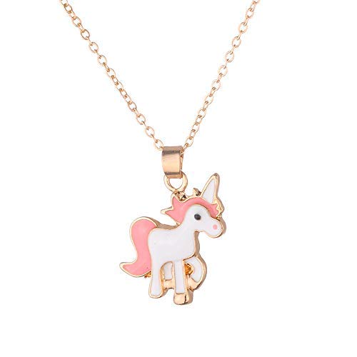 SANNIDHI Unicorn Necklace Jewellery Set for Girls with 17.7 in Chain & Pink Alloy Pendant | Cute Gift for Women