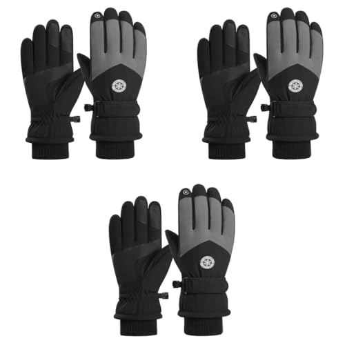 GUSTAVE® Winter Gloves Waterproof Touch Screen Anti-Slip Refrigerator for Men Women Warm Splashproof Windproof Riding Running Cycling Driving Hiking Travel Work 3 PCS