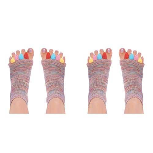 ZIBUYU® Toe Separator Socks for Men Women Breathable Cotton Foot Alignment Bunion Relief Yoga Sports Gym Comfy Massage 2PCS